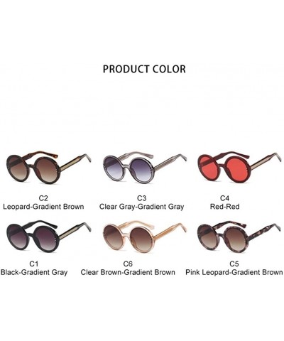 Oversized Oversized Round Frame Sunglasses for Women and Men UV400 - C2 Leopard Brown - CF198CALED8 $31.50