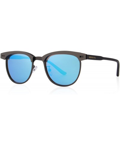 Wayfarer Semi Rimless Polarized Sunglasses Women Men Retro Brand Sun Glasses S8116 - Blue - C2186C8G3Q5 $13.67