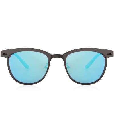 Wayfarer Semi Rimless Polarized Sunglasses Women Men Retro Brand Sun Glasses S8116 - Blue - C2186C8G3Q5 $13.67