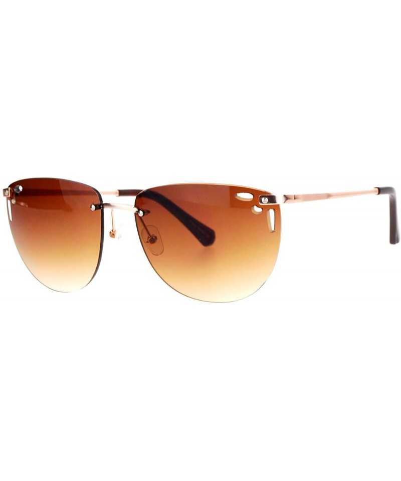 Rimless Diecut Floral Trim Rectangular Rimless Butterfly Sunglasses - Gold Brown - CN12GMDT76X $12.12