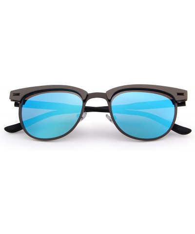 Wayfarer Semi Rimless Polarized Sunglasses Women Men Retro Brand Sun Glasses S8116 - Blue - C2186C8G3Q5 $13.67