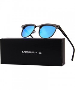 Wayfarer Semi Rimless Polarized Sunglasses Women Men Retro Brand Sun Glasses S8116 - Blue - C2186C8G3Q5 $13.67
