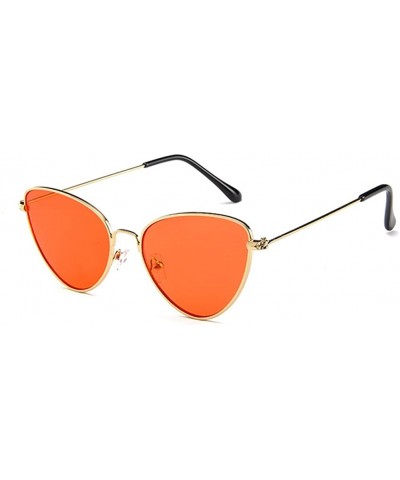 Square MOD-Style Cat eye Series Sunglasses Full Metal Frame Retro Style Orange - CA189SUZAIS $14.69