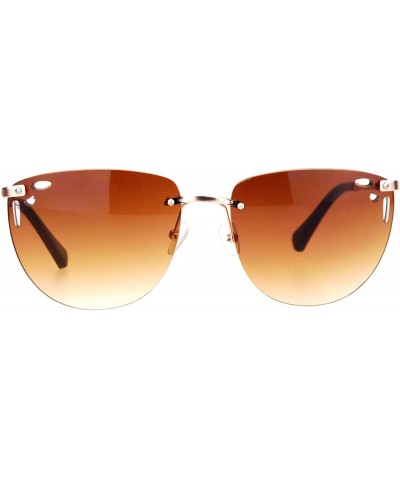 Rimless Diecut Floral Trim Rectangular Rimless Butterfly Sunglasses - Gold Brown - CN12GMDT76X $12.12