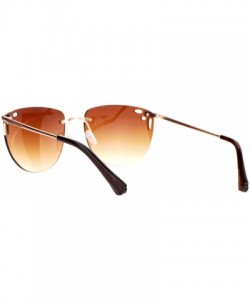 Rimless Diecut Floral Trim Rectangular Rimless Butterfly Sunglasses - Gold Brown - CN12GMDT76X $12.12