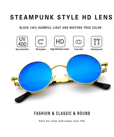 Round Round Steampunk Sunglasses for Women Men Vintage Retro Circle Metal Frame Eyewear Shades - CT1972ALMCN $16.25