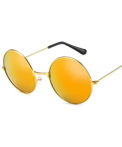 Aviator 2019 Women Men Sunglasses Round Metal Frame Brand Designer Mirrored Blue - Blue - CU18YR27MUL $7.61