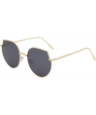 Round Irregular Shades Oversized Round Lens Metal Frame Sunglasses For Women 100% UVA/UVB Protection - Black - C518U42W97I $2...
