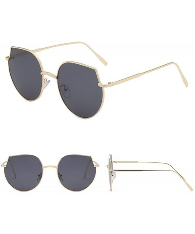 Round Irregular Shades Oversized Round Lens Metal Frame Sunglasses For Women 100% UVA/UVB Protection - Black - C518U42W97I $9.96