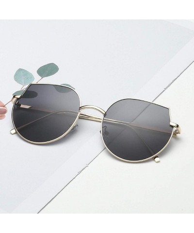 Round Irregular Shades Oversized Round Lens Metal Frame Sunglasses For Women 100% UVA/UVB Protection - Black - C518U42W97I $9.96