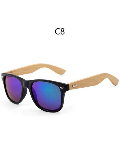 Square Retro Wood Sunglasses Men Bamboo Sunglass Women Sport Goggles Gold Mirror Sun Glasses Shades Lunette Oculo - C8 - C419...