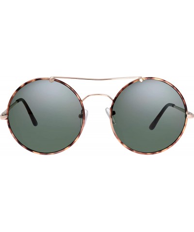 Round Small Lightweight Round Flat Lens Sunglasses for Men Women Vintage Double Bridge Frame - Exquisite Packaging Box - CZ19...