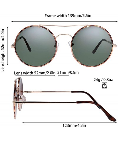 Round Small Lightweight Round Flat Lens Sunglasses for Men Women Vintage Double Bridge Frame - Exquisite Packaging Box - CZ19...