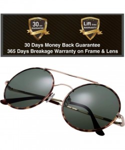 Round Small Lightweight Round Flat Lens Sunglasses for Men Women Vintage Double Bridge Frame - Exquisite Packaging Box - CZ19...