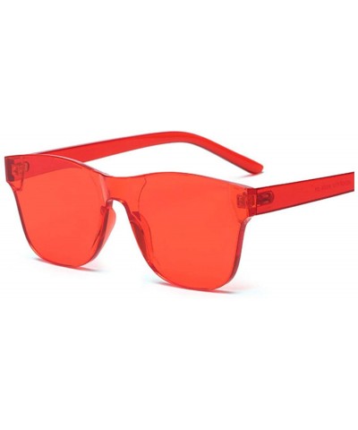 Square Clear Square Rimless Sunglasses Women Transparent Color Sun Glasses Female Retro Visor Mirror - Red - CE198A4235E $34.51