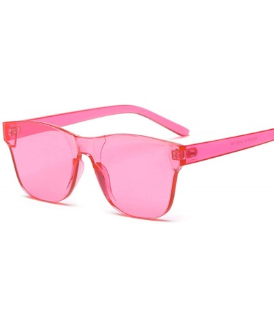 Square Clear Square Rimless Sunglasses Women Transparent Color Sun Glasses Female Retro Visor Mirror - Red - CE198A4235E $34.51