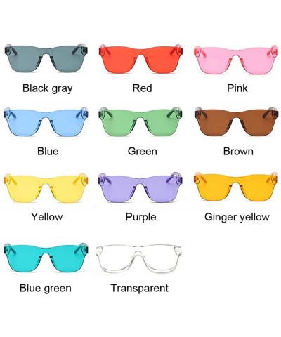 Square Clear Square Rimless Sunglasses Women Transparent Color Sun Glasses Female Retro Visor Mirror - Red - CE198A4235E $34.51