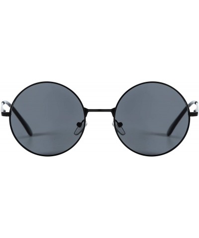 Round Vintage Retro Round Sunglasses Cyber Goggles Steampunk Punk Hippy - Black / Smoke (Hp11) - CH11QXGLLAJ $9.01
