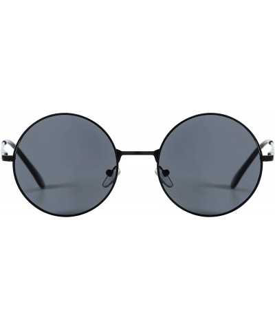 Round Vintage Retro Round Sunglasses Cyber Goggles Steampunk Punk Hippy - Black / Smoke (Hp11) - CH11QXGLLAJ $9.01