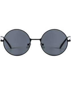 Round Vintage Retro Round Sunglasses Cyber Goggles Steampunk Punk Hippy - Black / Smoke (Hp11) - CH11QXGLLAJ $9.01