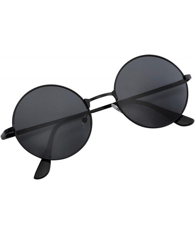 Round Vintage Retro Round Sunglasses Cyber Goggles Steampunk Punk Hippy - Black / Smoke (Hp11) - CH11QXGLLAJ $9.01