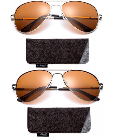 Aviator Polarized Night Vision Driving Glasses Amber Lens & Day Time Driving Sunglasses - C8187D6ML2Q $14.19
