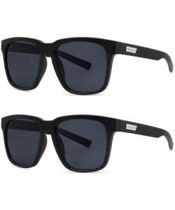 Square Polarized Sunglasses for Men Larger Sized Square Frame for Big Heads 8023 - 2 Pack(black+black) - C0192EW9CTM $18.48