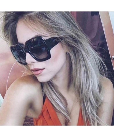 Cat Eye NEW Oversized Square Luxury Sunglasses Gradient Lens Vintage Women Fashion (A) - CL18CE6LUYS $8.58