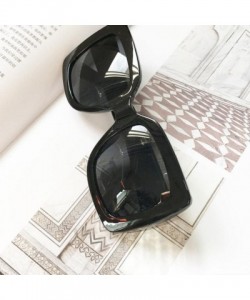 Cat Eye NEW Oversized Square Luxury Sunglasses Gradient Lens Vintage Women Fashion (A) - CL18CE6LUYS $8.58