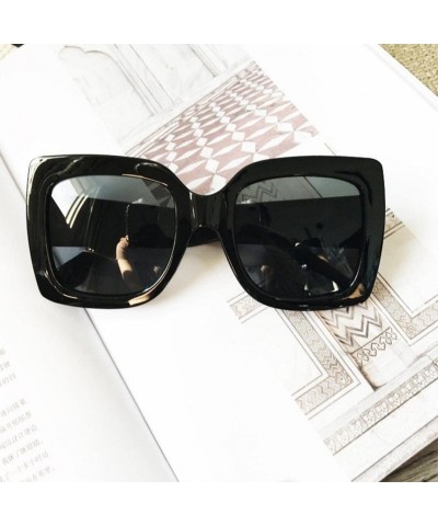 Cat Eye NEW Oversized Square Luxury Sunglasses Gradient Lens Vintage Women Fashion (A) - CL18CE6LUYS $8.58