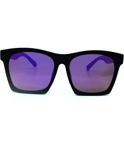 Square 7242 Premium Oversize XXL Women Men Mirror Havana Tilda Shadow Style Fashion Sunglasses - Purple - CH18HHIOTKD $17.23