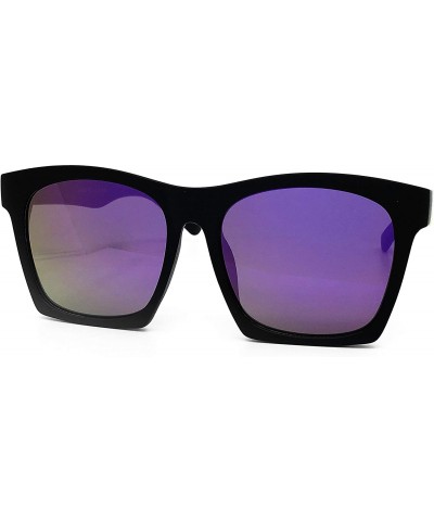 Square 7242 Premium Oversize XXL Women Men Mirror Havana Tilda Shadow Style Fashion Sunglasses - Purple - CH18HHIOTKD $17.23