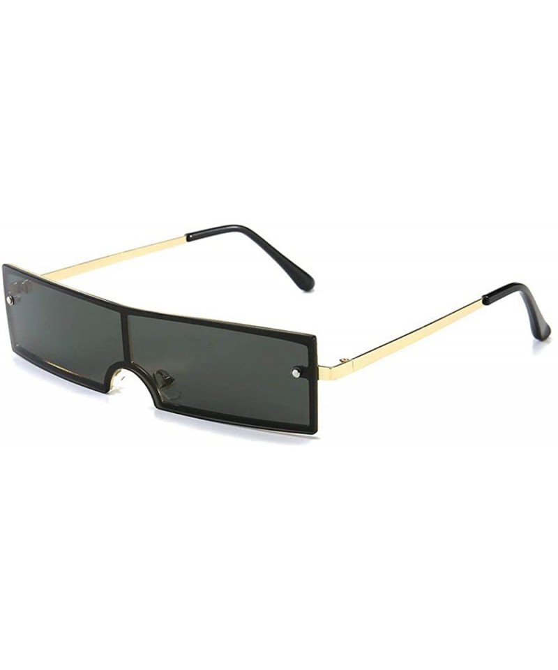 Rectangular New European and American fashion trend rectangular unisex sunglasses - Dark Green - CP18U0I44UA $13.12