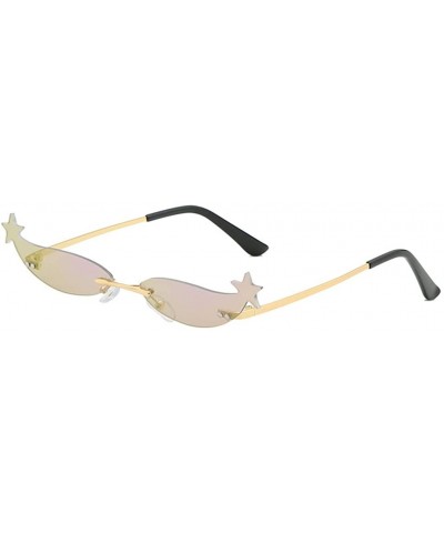 Rimless Vintage Irregular Shape Sunglasses With Little Star Decor Retro Style Glasses - A - CL196STS75E $11.92
