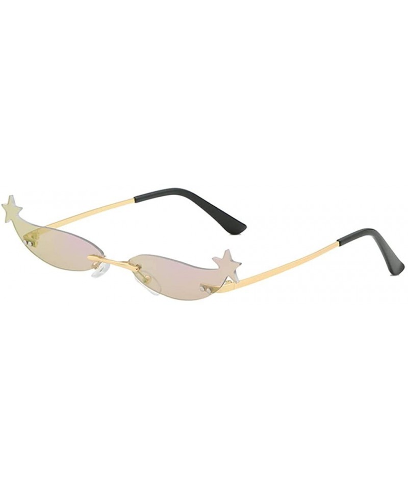 Rimless Vintage Irregular Shape Sunglasses With Little Star Decor Retro Style Glasses - A - CL196STS75E $11.92