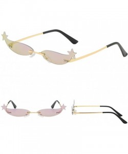 Rimless Vintage Irregular Shape Sunglasses With Little Star Decor Retro Style Glasses - A - CL196STS75E $11.92