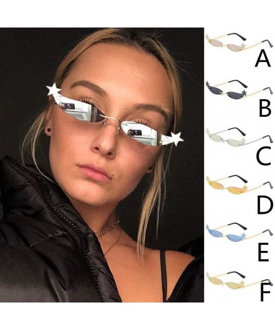 Rimless Vintage Irregular Shape Sunglasses With Little Star Decor Retro Style Glasses - A - CL196STS75E $11.92