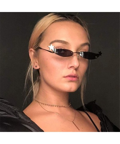 Rimless Vintage Irregular Shape Sunglasses With Little Star Decor Retro Style Glasses - A - CL196STS75E $11.92