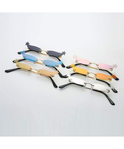 Rimless Vintage Irregular Shape Sunglasses With Little Star Decor Retro Style Glasses - A - CL196STS75E $11.92