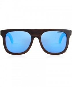 Square Men Wooden Polarized Sunglasses 100% UV Protection vintage Eyewear S5085 - Blue - CT185DESL7E $24.86