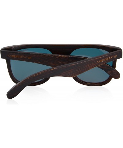 Square Men Wooden Polarized Sunglasses 100% UV Protection vintage Eyewear S5085 - Blue - CT185DESL7E $24.86