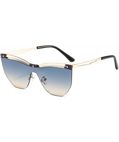 Oversized One Lens Hollow Rimless Luxury Sunglasses Men Women 2020 Fashion Oversized Gradient Sun Glasses Female UV400 - C519...