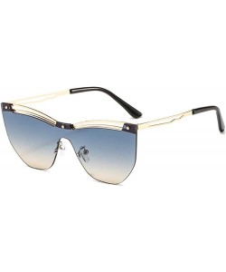 Oversized One Lens Hollow Rimless Luxury Sunglasses Men Women 2020 Fashion Oversized Gradient Sun Glasses Female UV400 - C519...