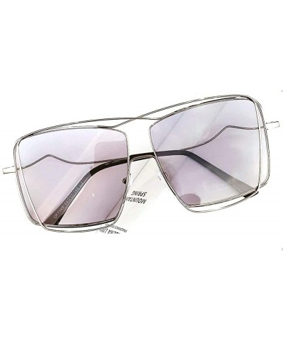 Square Square big frame fashion retro unisex concave shape brand designer sunglasses - Grey - C918Y0KCL8S $29.22