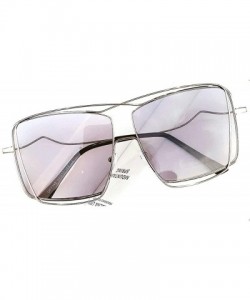 Square Square big frame fashion retro unisex concave shape brand designer sunglasses - Grey - C918Y0KCL8S $16.28