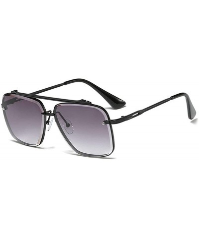 Square New fashion polygon trimmed metal sunglasses unisex brand luxury sunglasses UV400 - Gun&grey - CW18T0X2LMM $28.28