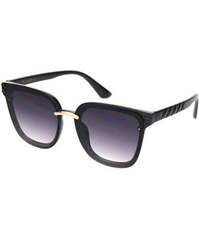Rectangular Womens Squared Horn Rim Luxury Panel Lens Sunglasses - Black Gradient Black - C018NUUXAQH $27.68
