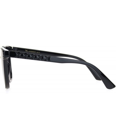 Rectangular Womens Squared Horn Rim Luxury Panel Lens Sunglasses - Black Gradient Black - C018NUUXAQH $13.84