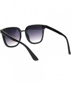 Rectangular Womens Squared Horn Rim Luxury Panel Lens Sunglasses - Black Gradient Black - C018NUUXAQH $13.84