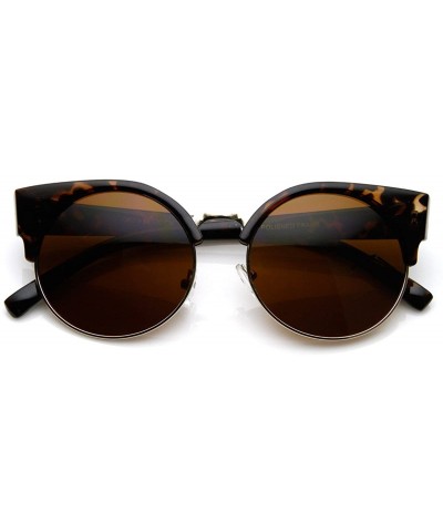 Semi-rimless Round Circle Half Frame Semi-Rimless Cateye Sunglasses (Tortoise) - CY11DHWO079 $23.95